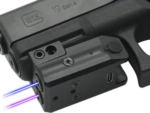 HiLight - Tactical P3PB - Dual (Blue, Purple) Laser with Military-Grade Aluminum & Rechargeable USB Battery - Extension Picatinny Rail Mount Light & Dual Laser Class of IIIA, 5mW