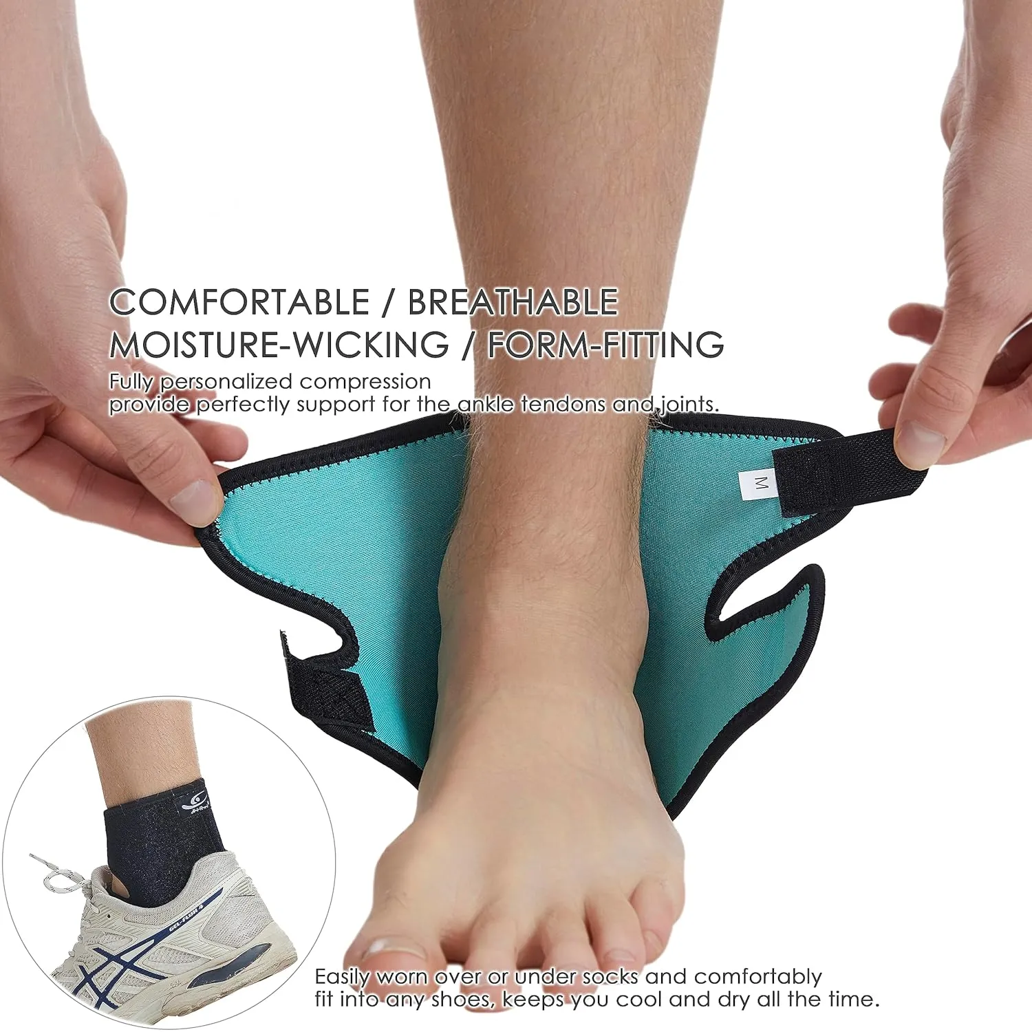 HiRui Ankle Support Brace Ankle Wraps for Men Women, Compression Ankle Brace Breathable Neoprene Sleeve Lightweight High-elastic Stabilizer for Running Sprains Arthritis (Small (Pack of 2))