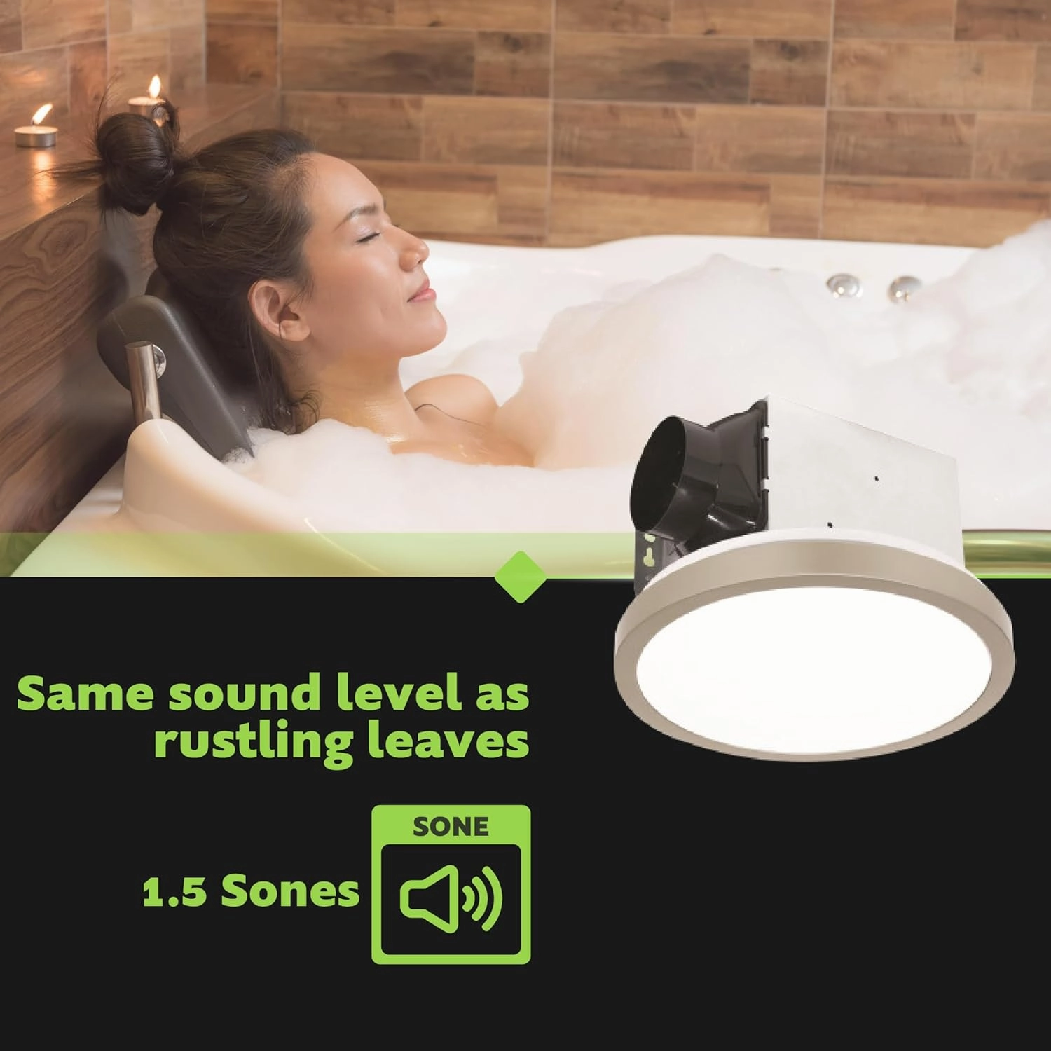Homewerks 7105-09-BN Bathroom Fan with Light 90-CFM 1.5 Sones Round Ventilation Fan with Dimmable LED Light and Magnetic Trim Ring Brushed Nickel