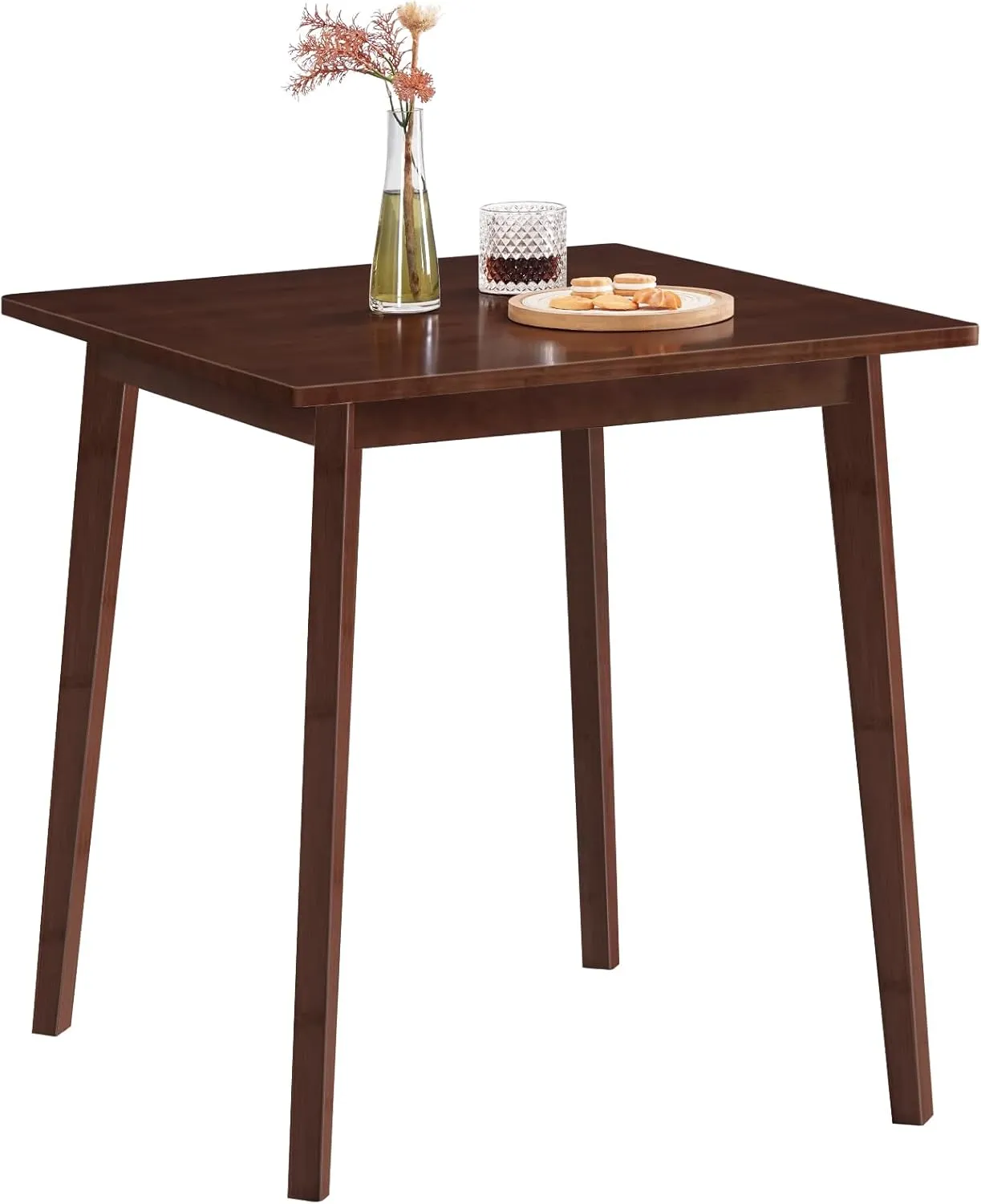HOOBRO Bamboo Dining Table, Square Dining Table for 2, 27.6" Kitchen Table for Small Space, Writing Table, Easy to Assemble, for Dining Room, Living Room, Office, Kitchen, Apartment, Brown BR70CZ01