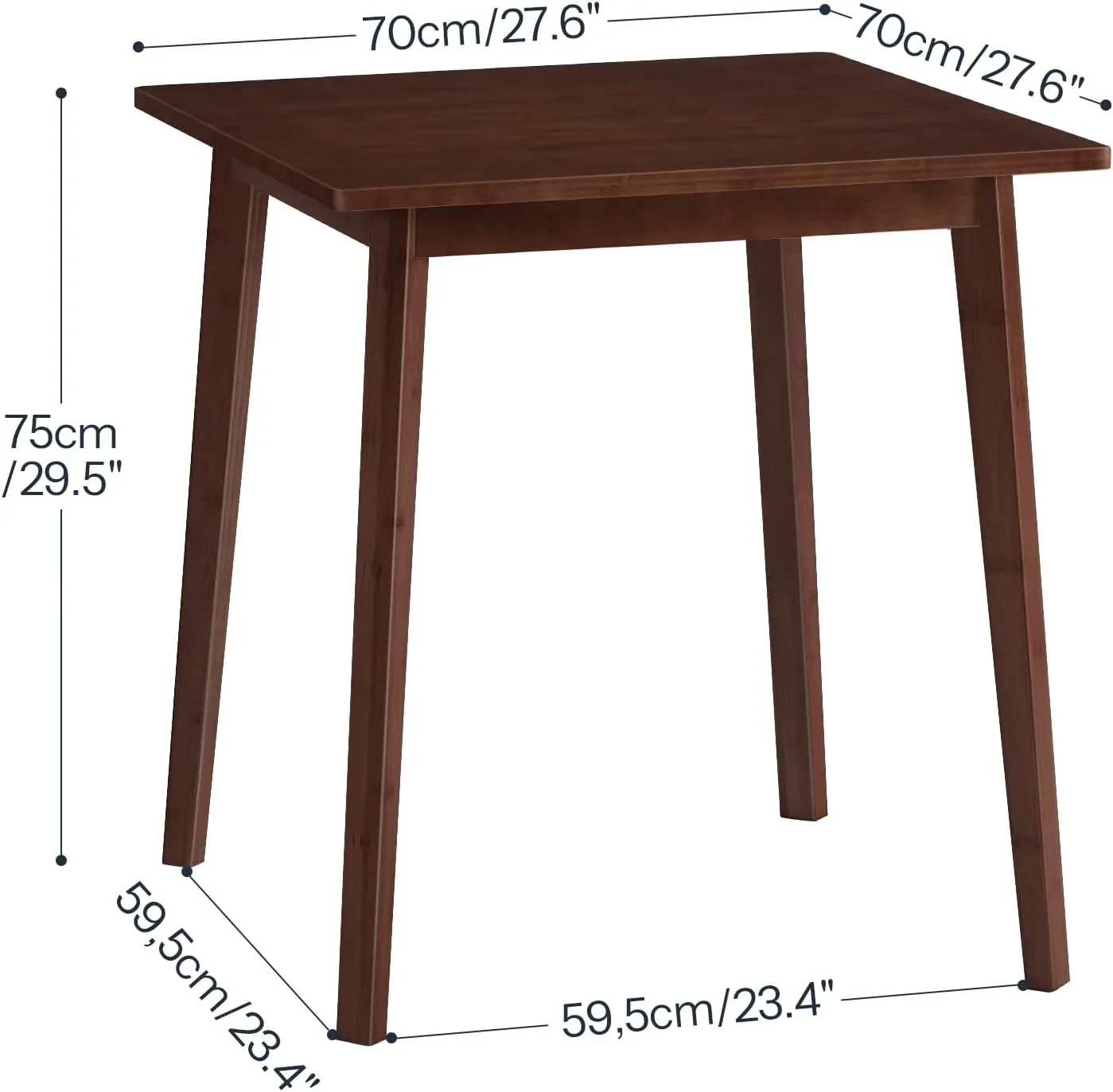 HOOBRO Bamboo Dining Table, Square Dining Table for 2, 27.6" Kitchen Table for Small Space, Writing Table, Easy to Assemble, for Dining Room, Living Room, Office, Kitchen, Apartment, Brown BR70CZ01