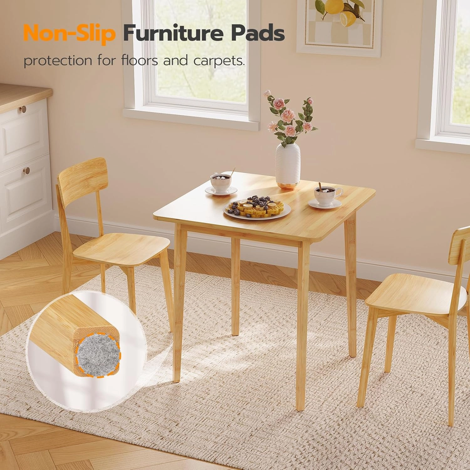 HOOBRO Bamboo Dining Table, Square Dining Table for 2, 27.6" Kitchen Table for Small Space, Writing Table, Easy to Assemble, for Dining Room, Living Room, Office, Kitchen, Apartment, Natural YL70CZ01