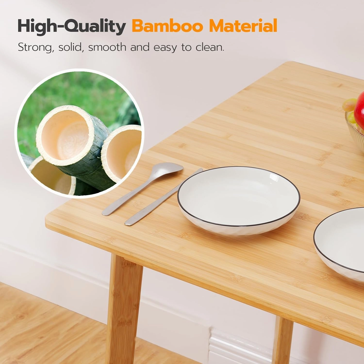 HOOBRO Bamboo Dining Table, Square Dining Table for 2, 27.6" Kitchen Table for Small Space, Writing Table, Easy to Assemble, for Dining Room, Living Room, Office, Kitchen, Apartment, Natural YL70CZ01