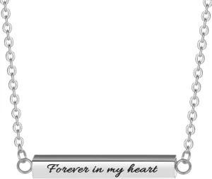 Horizontal Bar Cremation Jewelry Urn Necklaces for Ashes for Women Stainless Steel Ashes Jewelry Cube Ashes Necklace Bar Urn Pendant Forever in My Heart