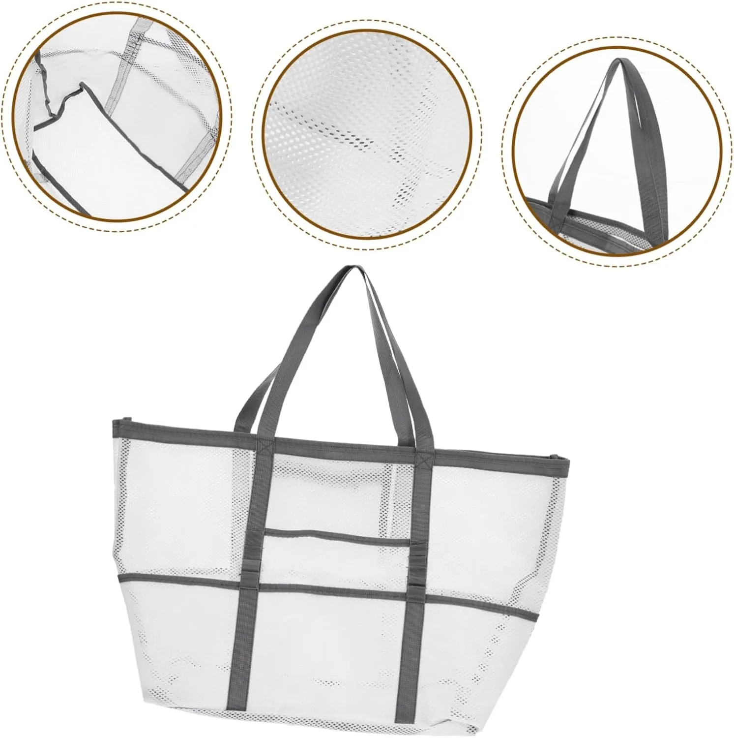Housoutil 2pcs Portable Beach Toiletry for Toy with Organizers Use Multifunctional Mesh Bag Handle Basket, Whitex4pcs, 59x36cmx4pcs
