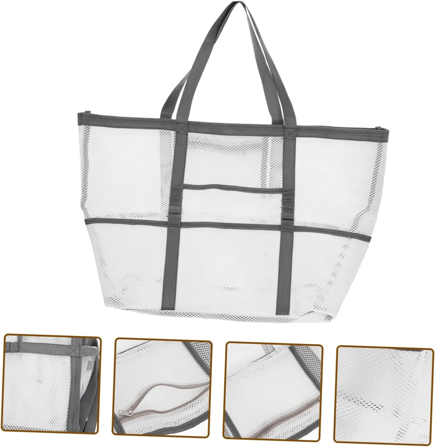 Housoutil 2pcs Portable Beach Toiletry for Toy with Organizers Use Multifunctional Mesh Bag Handle Basket, Whitex4pcs, 59x36cmx4pcs