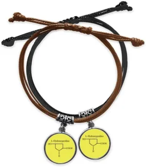 Hydroxyproline Structural Chemistry Bracelet Double Leather Rope Wristband Couple Set Gift