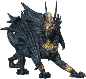 ICE ARMOR 7.5" H Black Dragon with Golden Mask and Armor Statue Figurine - Exquisitely Detailed Mythical Dragon Figurine Sculpture, Hand Painted Collectible Statue for Fantasy Enthusiasts