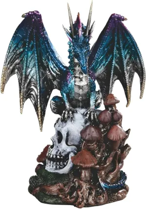 ICE ARMOR 8.25" H Blue Dragon on Skull Figurine Statue Sculpture Ornament Decoration Home/Room Decor Ideas for Housewarming, Holidays and Birthdays Great Collectible