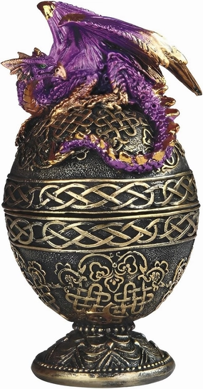 ICE ARMOR 6.5" H Purple Dragon Ornate Egg Trinket Box Statue Sculpture Ornament Decoration Home/Room Decor Ideas for Housewarming, Holidays and Birthdays Great Collectible Addition