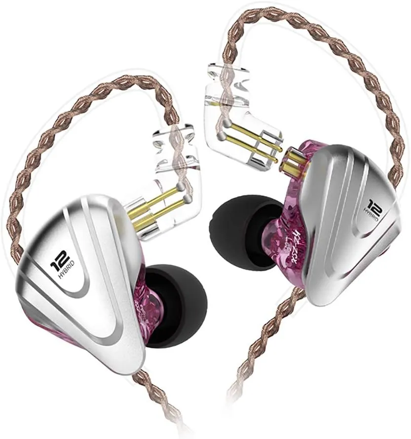 in-Ear Monitors,KZ ZSX 1DD 5BA Hybrid HiFi Stereo Noise Isolating Sport IEM Earphones/Earbuds/Headphones with Detachable Cable (Without MIC, Purple)