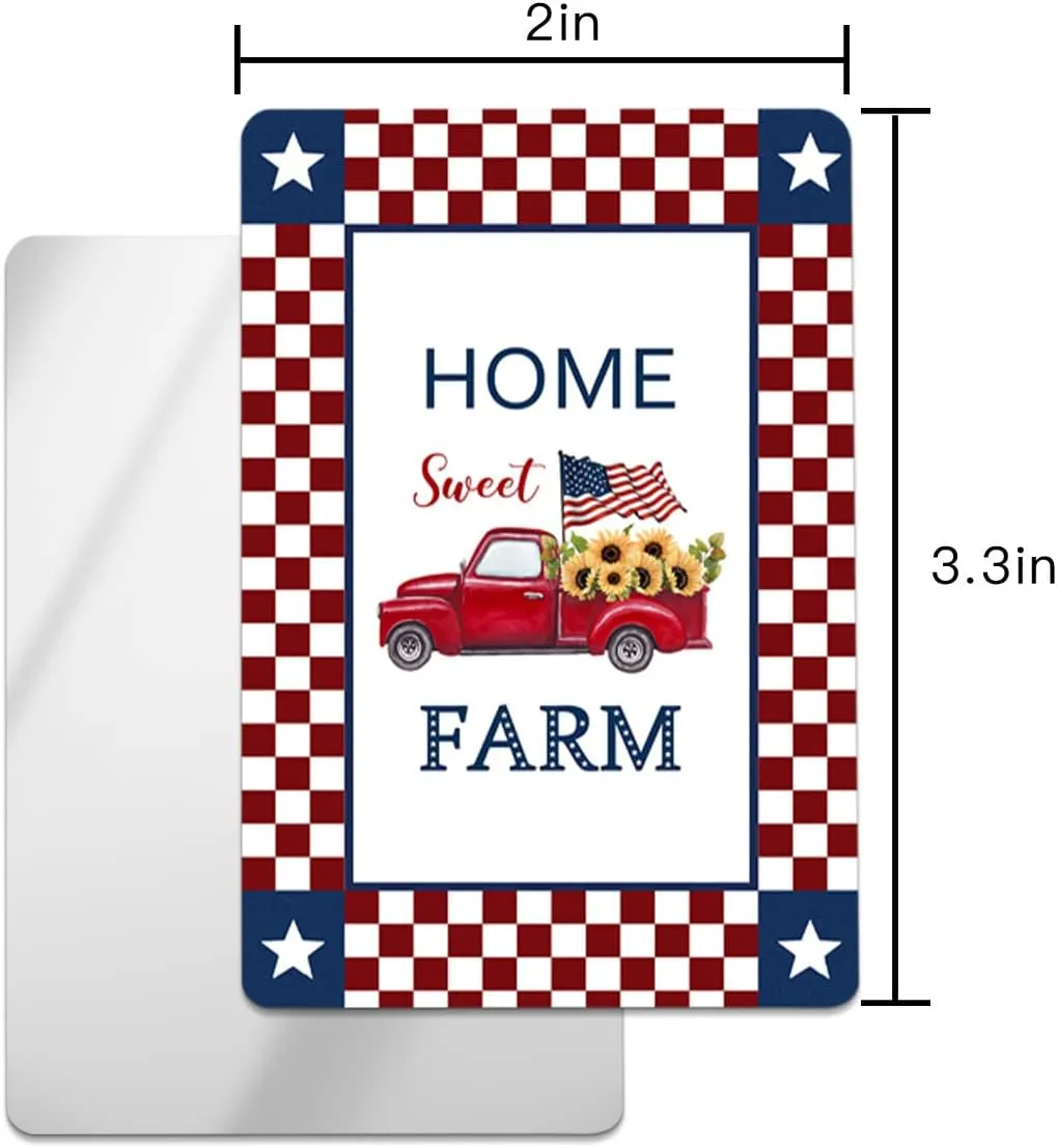 Independence Truck Loads of Sunflowers American Small Compact Mirror for Purse, Farm Red Buffalo Plaid Travel Makeup Mirror for Women Men, Rectangular Handheld Compact Pocket Mirror 2 PCS