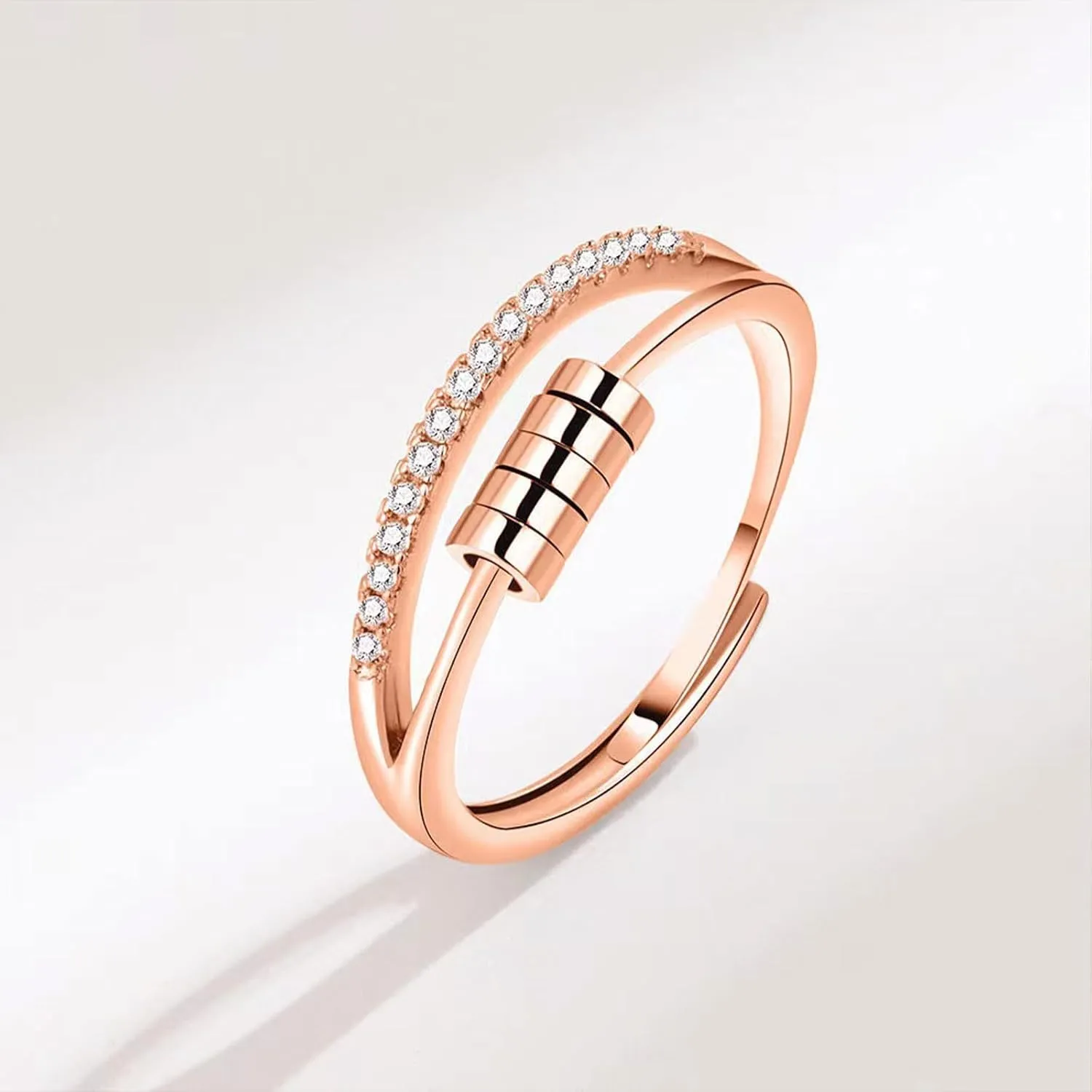INFUSEU Funny Spinner Fidget Rings for Women Girls Anti Anxiety Stress Worry, Adjustable Size