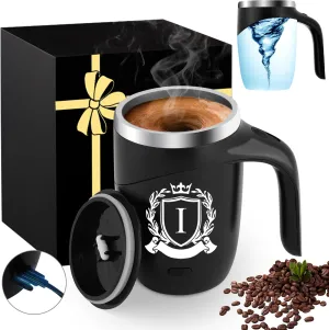 Initial Magnetic Stirring Coffee Mug Stainless Travel Cup Men Christmas Xmas Birthday Best Ideas Gift New Step Dad Daughter Son Law Who Have Everything Good Cool Useful Boyfriend Tech Bonus Great,I