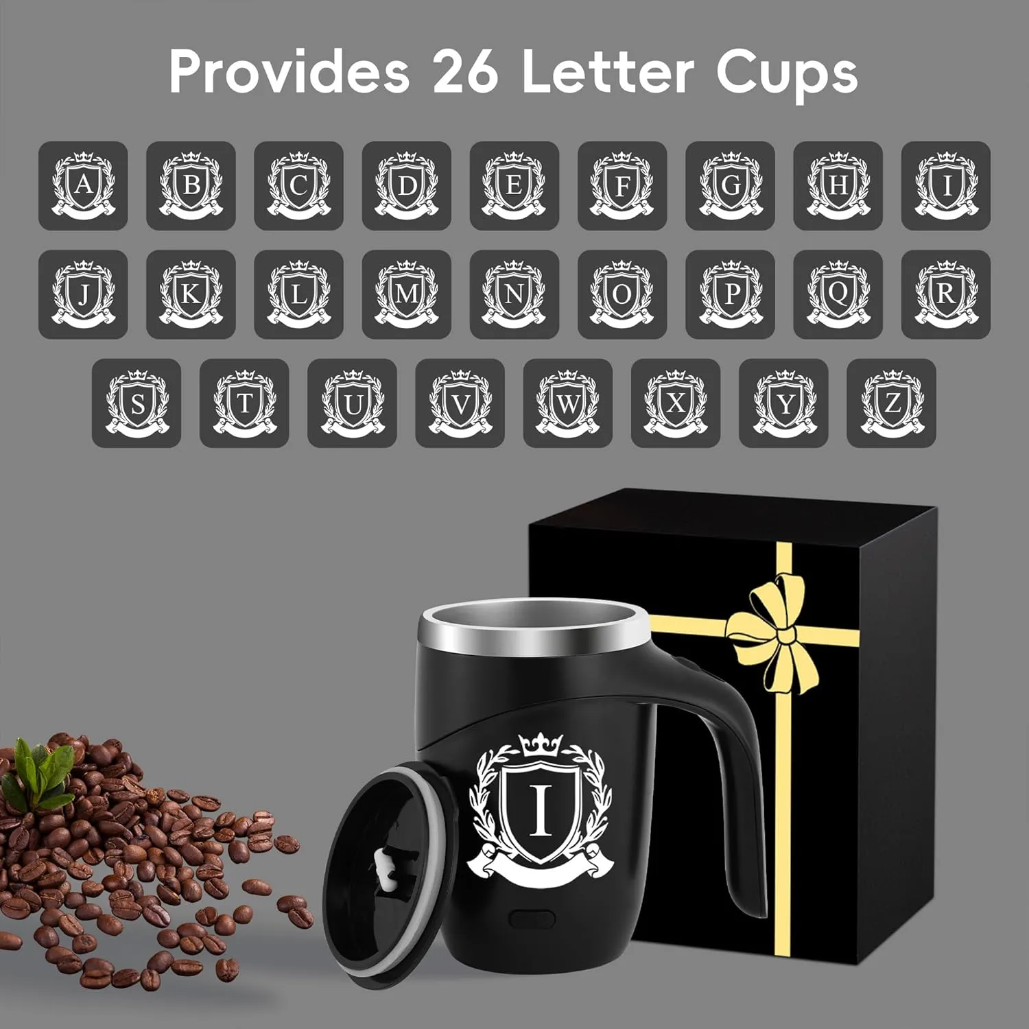 Initial Magnetic Stirring Coffee Mug Stainless Travel Cup Men Christmas Xmas Birthday Best Ideas Gift New Step Dad Daughter Son Law Who Have Everything Good Cool Useful Boyfriend Tech Bonus Great,I