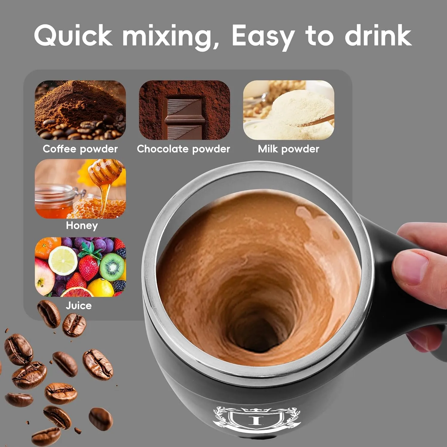 Initial Magnetic Stirring Coffee Mug Stainless Travel Cup Men Christmas Xmas Birthday Best Ideas Gift New Step Dad Daughter Son Law Who Have Everything Good Cool Useful Boyfriend Tech Bonus Great,I