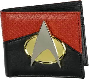 INTIMO Star Trek The Next Generation Metal Command Badge Bi-Fold Wallet with ID Window Card Slots and Bill Sleeve