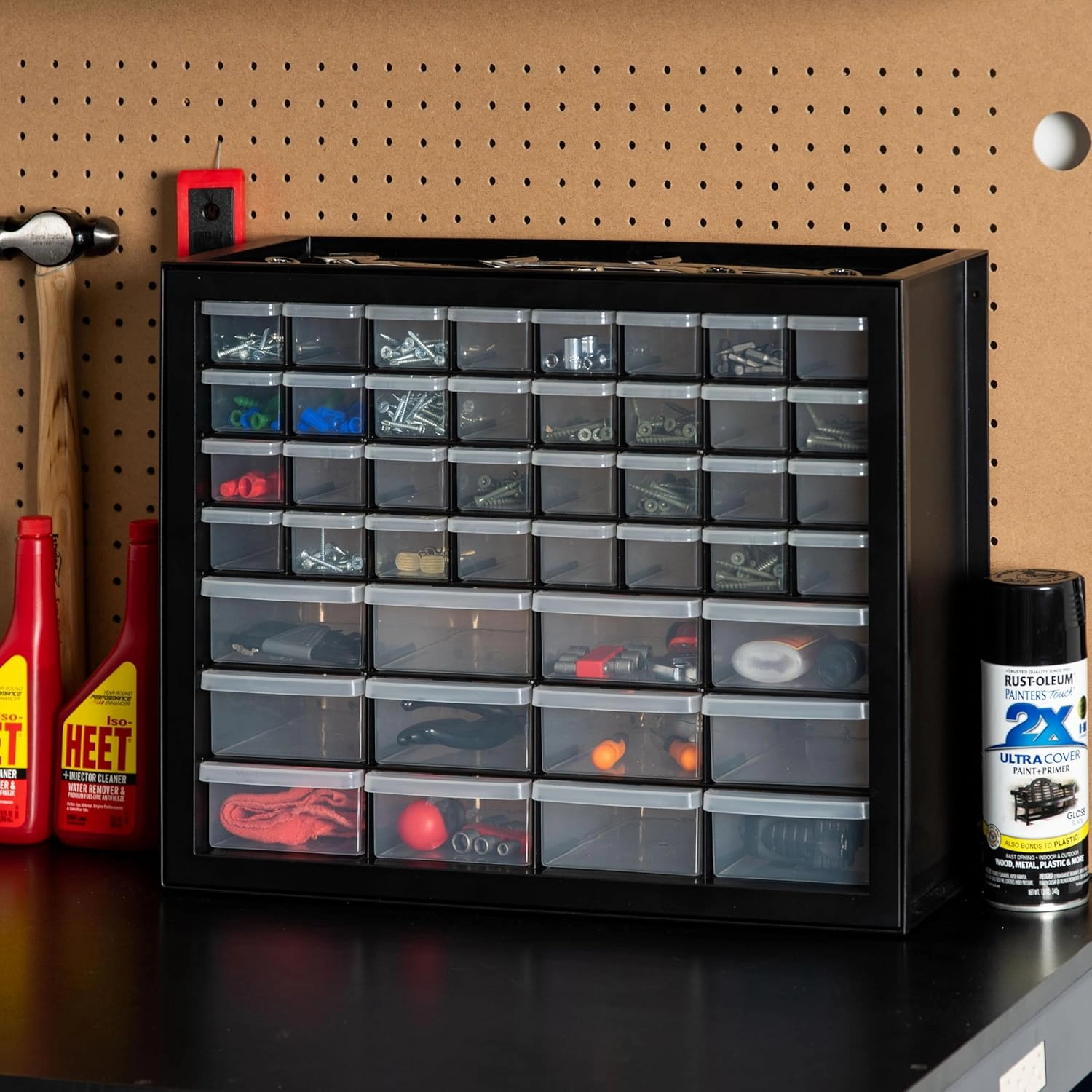 IRIS USA Screw Tool Organizer Small Parts Cabinet Chest, 44-Drawer Hardware Electronics Nuts Bolts Storage Drawers Organization Toolbox Garage Craft Business Teacher Beads Scrapbook Art Hobby - Black