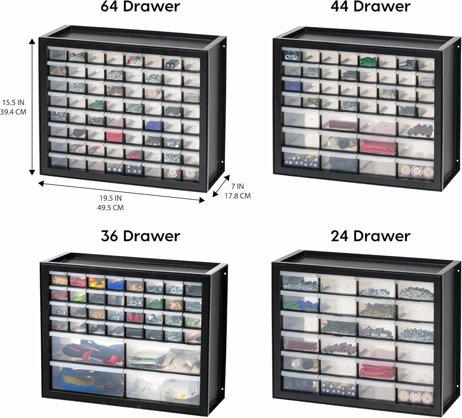 IRIS USA Screw Tool Organizer Small Parts Cabinet Chest, 44-Drawer Hardware Electronics Nuts Bolts Storage Drawers Organization Toolbox Garage Craft Business Teacher Beads Scrapbook Art Hobby - Black