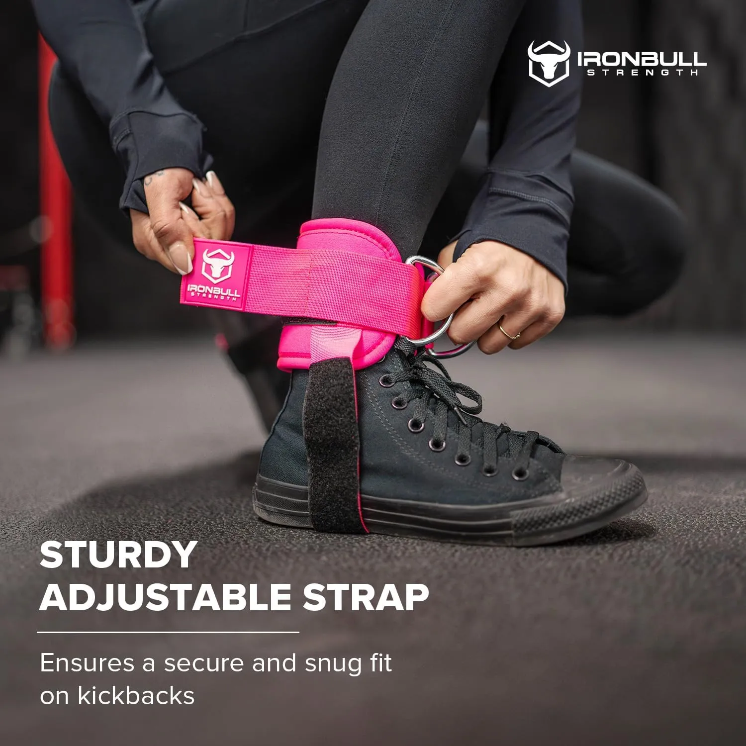 Iron Bull Strength Women's Kickback Ankle Strap for Cable Machines & Resistance Bands: Gym & Home Workout Cuff Attachment for Leg Extensions, Kickbacks, Hip Abductors - Booty Exercises