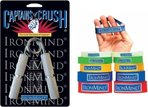 IronMind Two-Way Captains of Crush Grip Strengthener Set: CoC Sport Gripper (c. 80 lb. - Warm-up, Conditioning) and Expand-Your-Hand Bands - Hand Exerciser Finger Strengthener