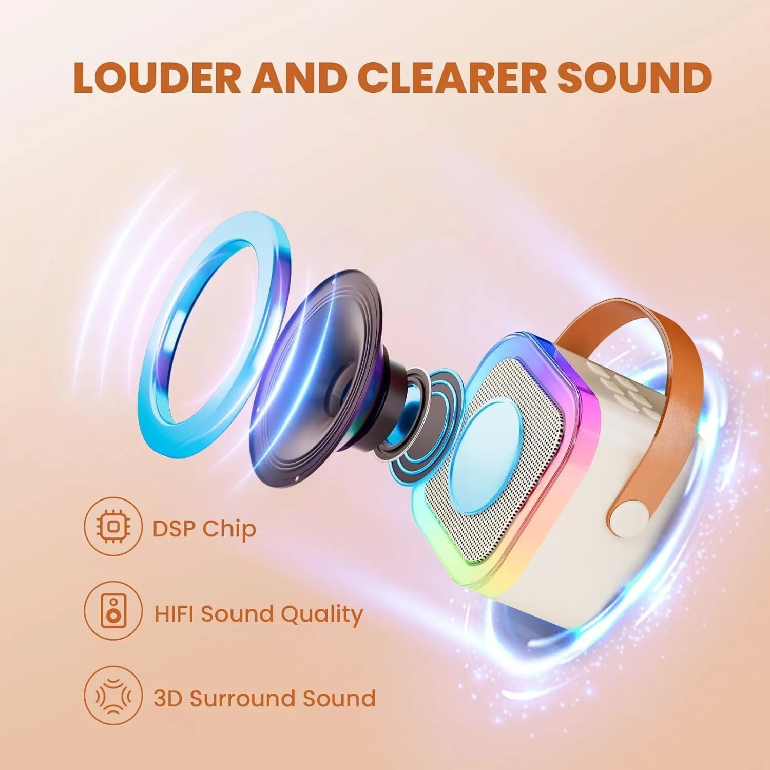 IROO Mini Karaoke Machine for Kids, 2025 TOP Toys Birthday Gifts Ideas for Girls Ages 4, 5, 6, 7, 8, 9, 10, 12  Years Old, Portable MP3 Player with 2 Wireless Mics for Party(Off-White)