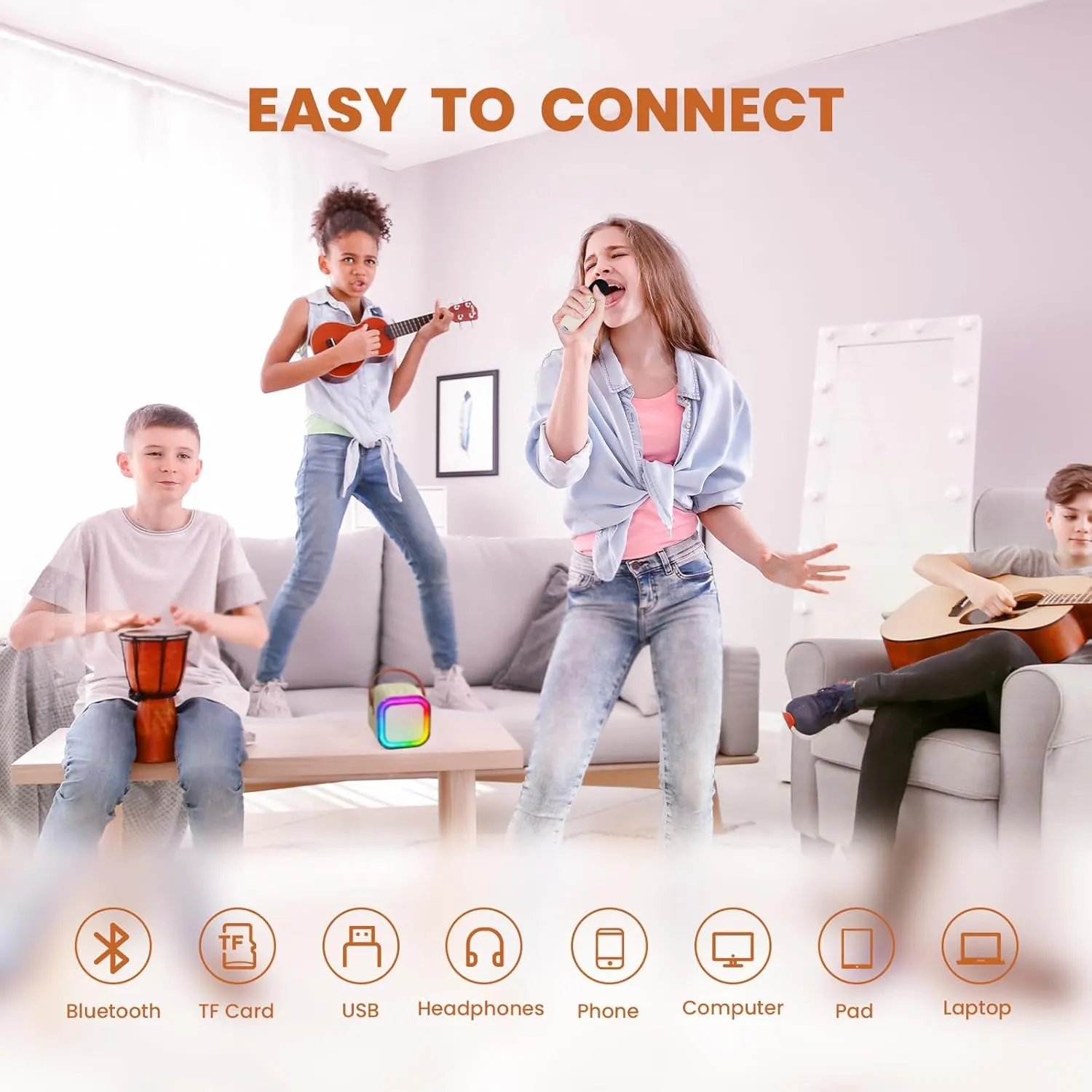 IROO Mini Karaoke Machine for Kids, 2025 TOP Toys Birthday Gifts Ideas for Girls Ages 4, 5, 6, 7, 8, 9, 10, 12  Years Old, Portable MP3 Player with 2 Wireless Mics for Party(Off-White)