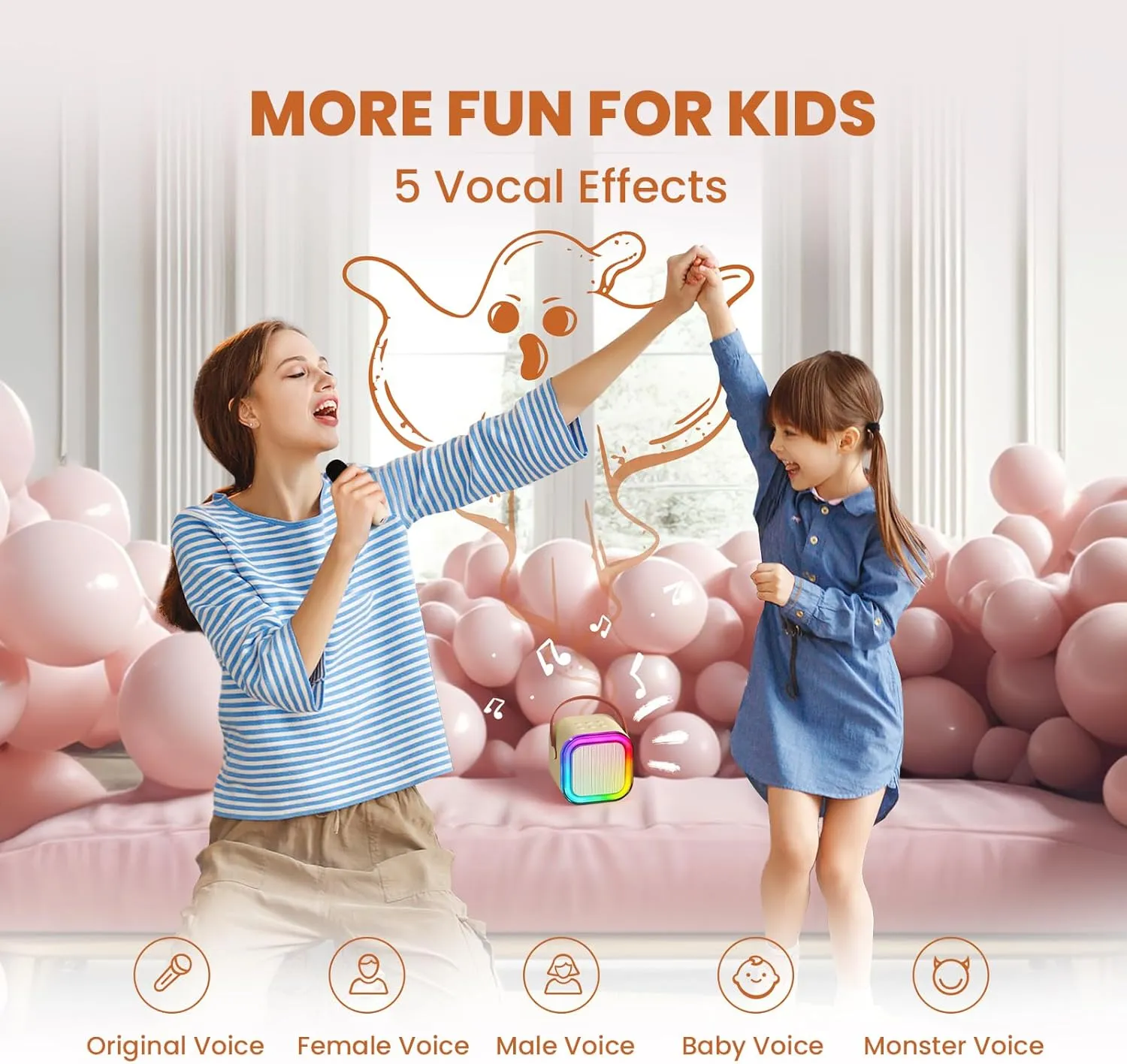 IROO Mini Karaoke Machine for Kids, 2025 TOP Toys Birthday Gifts Ideas for Girls Ages 4, 5, 6, 7, 8, 9, 10, 12  Years Old, Portable MP3 Player with 2 Wireless Mics for Party(Off-White)