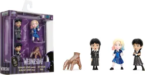 Jada Wednesday 2.5" Metalfigs 4-Pack – Durable Die-Cast Collectible Figurines – Includes Wednesday, Enid, Thing, Morticia – Ages 8  – Vibrant Color Details, for Collectors & Fans