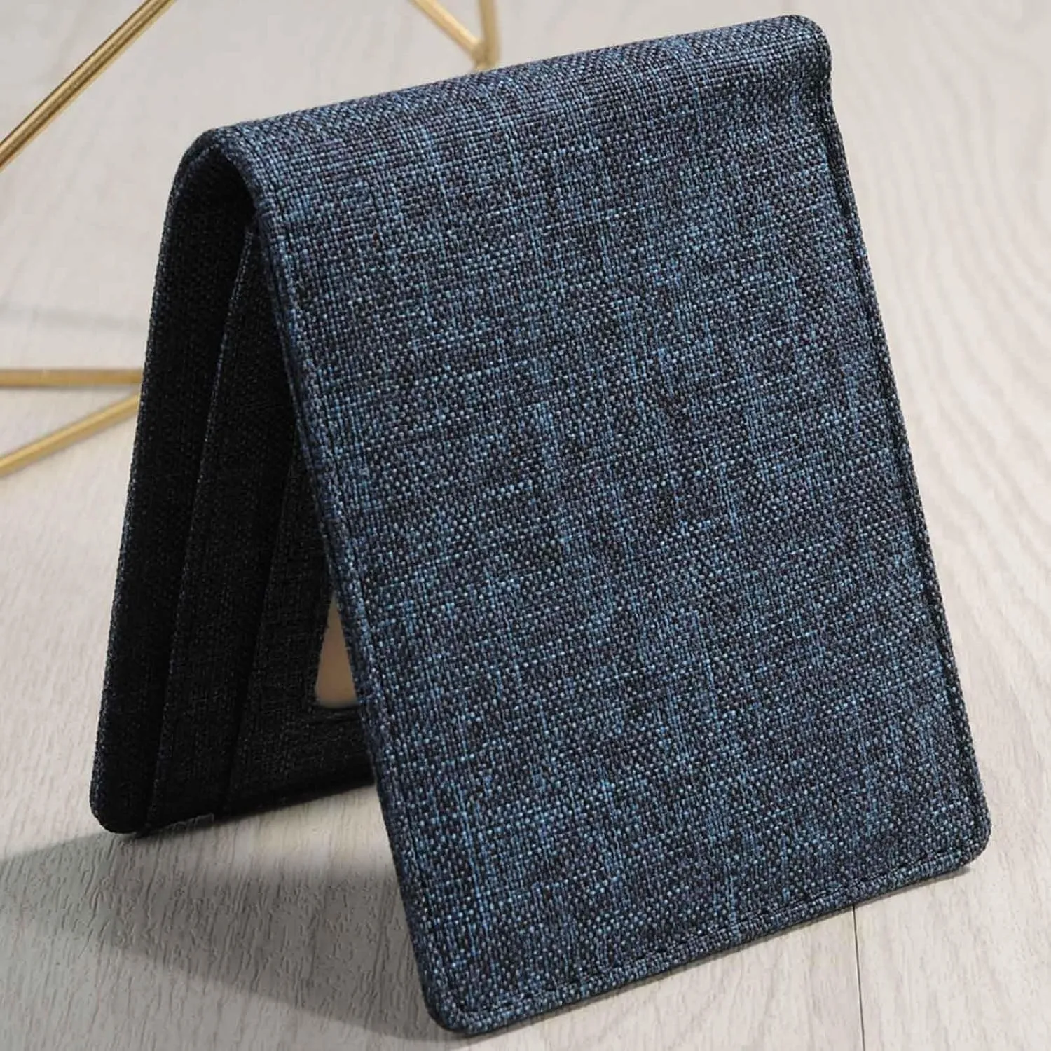 JEMINAL Men's Ultra-thin Canvas Short Cloth Wallet Men's Small Short Clip Boys Students Original Simple Niche Horizontal Short Money Clip (Blue), 31903#