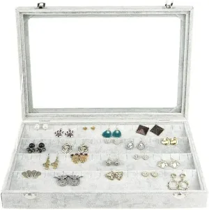 Jewellery Box Organizer 10 Different Designs Clear Glass Lid Velvet Jewelry Organizer Box Jewelry Showcase for Watch Earrings Rings. Jewellery Display Case(F)