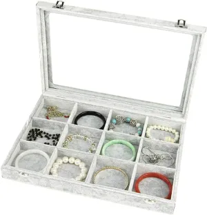 jewelry box Jewelry Box With Clear Glass Lid 10 Different Designs Velvet Jewelry Organizer Box Jewelry Showcase For Watch Earrings Rings jewelry case organizer (Color : Jewelry Box C)
