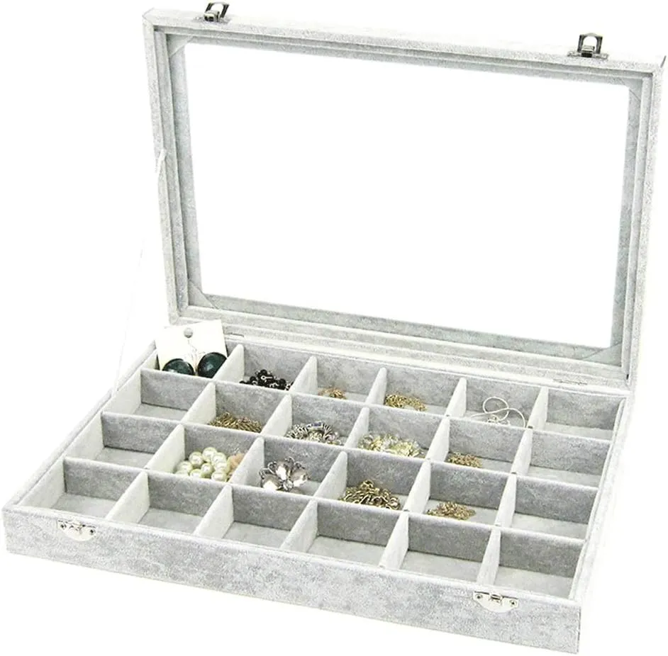 jewelry box Jewelry Box With Clear Glass Lid 10 Different Designs Velvet Jewelry Organizer Box Jewelry Showcase For Watch Earrings Rings jewelry case organizer (Color : Jewelry Box G)