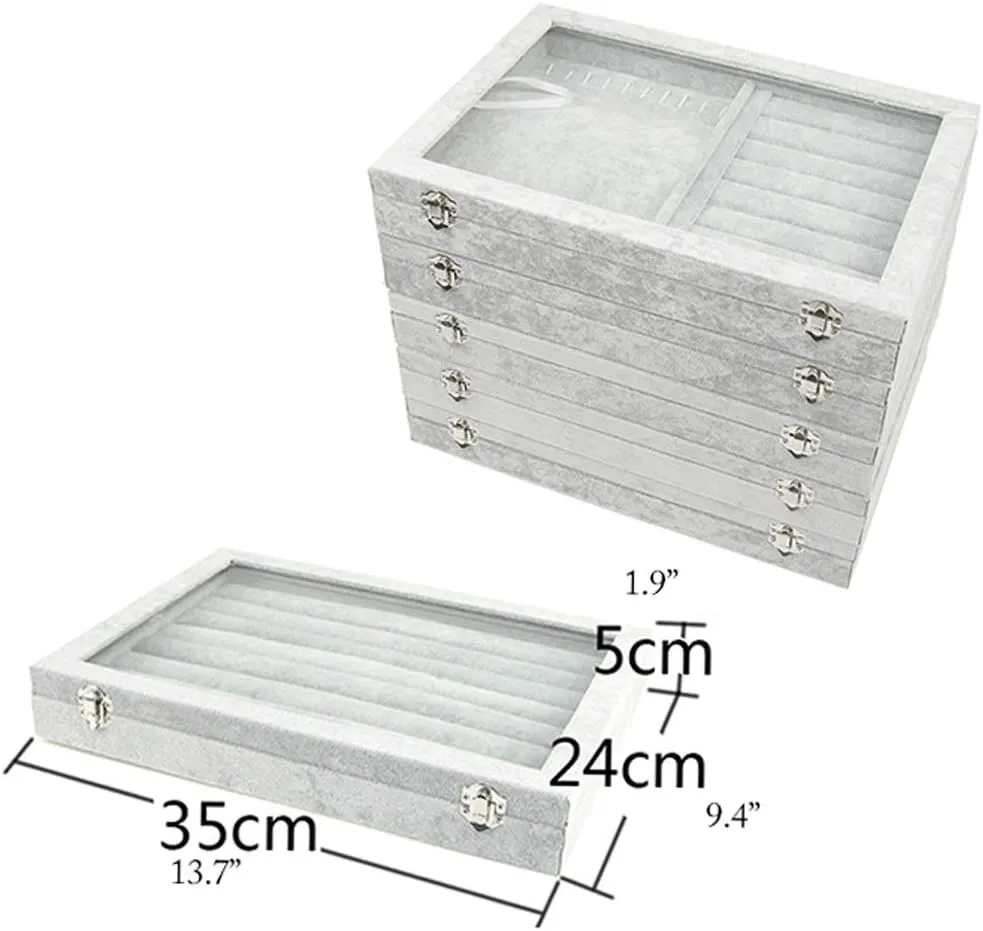 jewelry box Jewelry Box With Clear Glass Lid 10 Different Designs Velvet Jewelry Organizer Box Jewelry Showcase For Watch Earrings Rings jewelry case organizer (Color : Jewelry Box G)