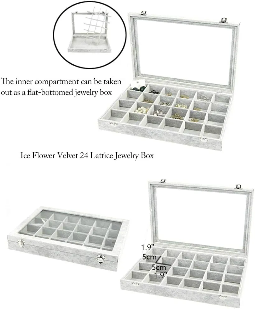 jewelry box Jewelry Box With Clear Glass Lid 10 Different Designs Velvet Jewelry Organizer Box Jewelry Showcase For Watch Earrings Rings jewelry case organizer (Color : Jewelry Box G)