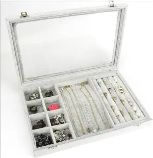 Jewelry Case Jewelry Box Jewelry Organizer 10 Different Designs Clear Glass Lid Velvet Jewelry Organizer Box Jewelry Showcase For Watch Earrings Rings. Jewelry Storage ( Color : J , Size : As shown )