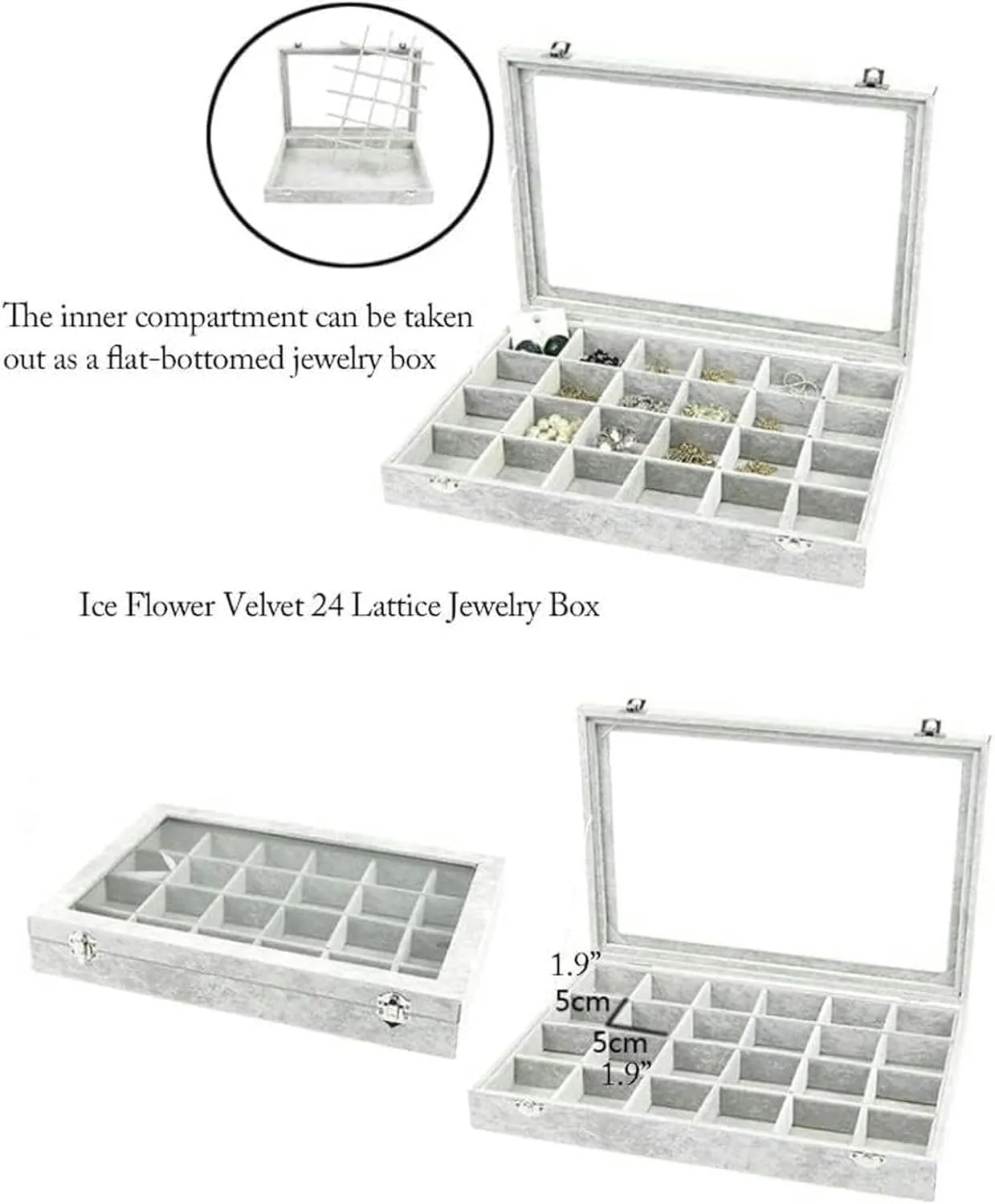Jewelry Organizer Jewelry Box 10 Different Designs Clear Glass Lid Velvet Jewelry Organizer Box Jewelry Showcase for Watch Earrings Rings. Jewelry Case Jewelry Display Storage-1