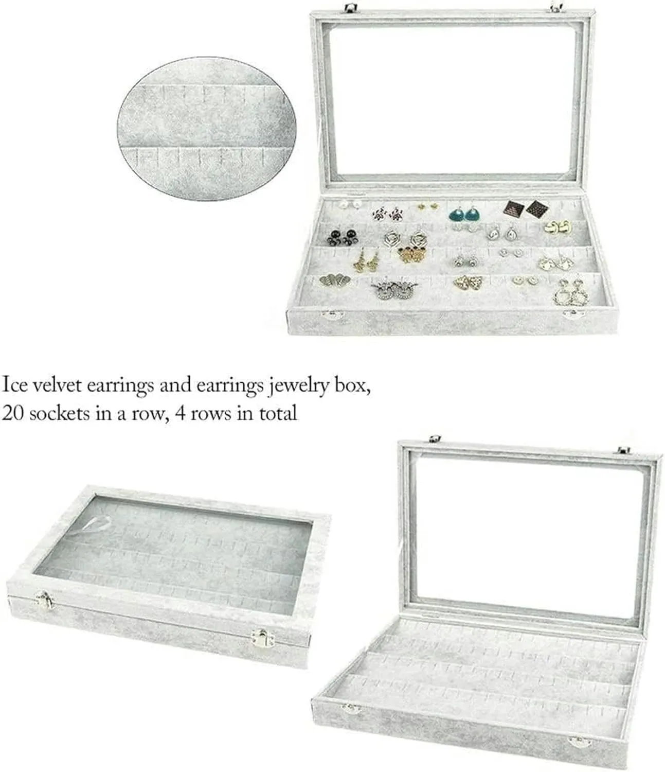 Jewelry Organizer Jewelry Box 10 Different Designs Clear Glass Lid Velvet Jewelry Organizer Box Jewelry Showcase for Watch Earrings Rings. Jewelry Case Jewelry Display Storage-1