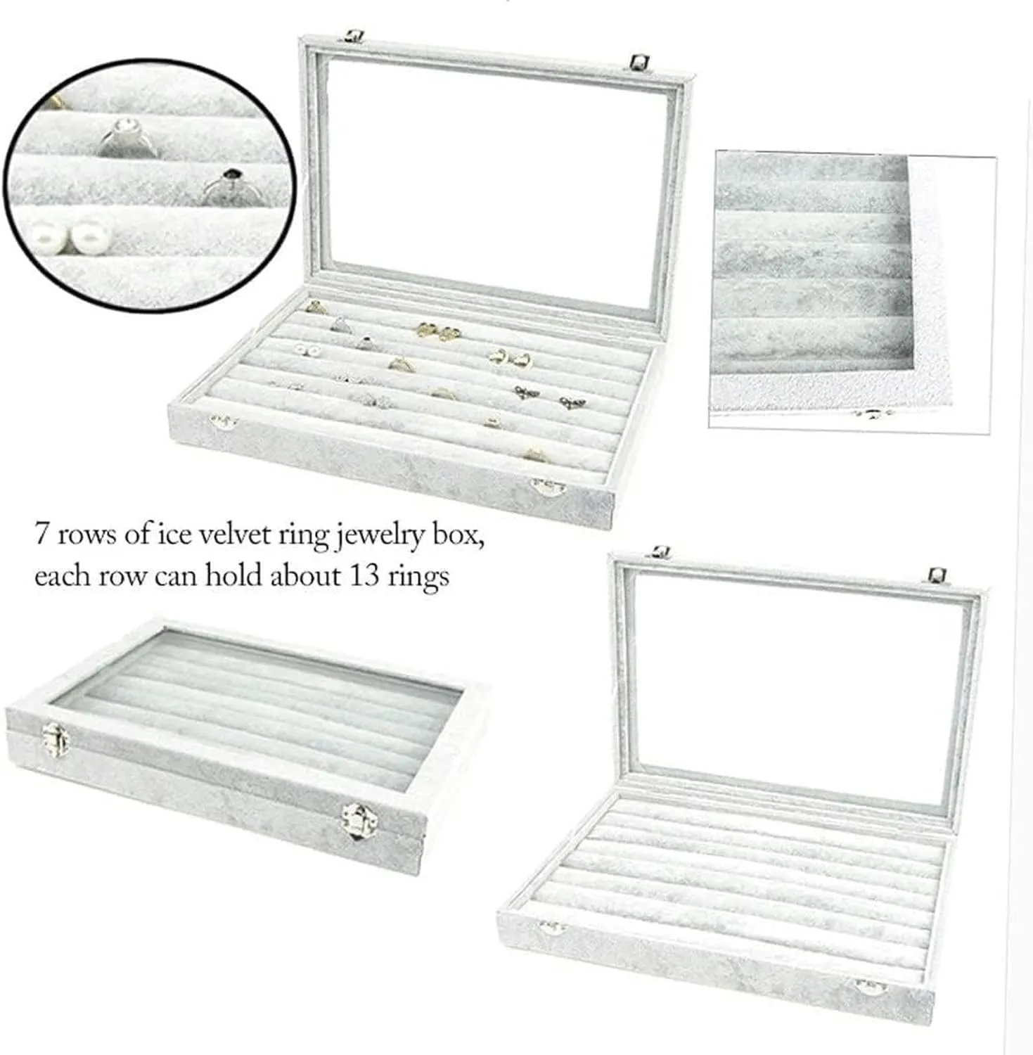 Jewelry Organizer Jewelry Box 10 Different Designs Clear Glass Lid Velvet Jewelry Organizer Box Jewelry Showcase for Watch Earrings Rings. Jewelry Case Jewelry Display Storage-1