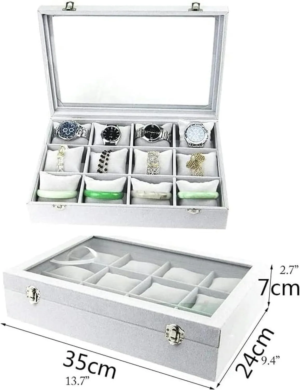 Jewelry Organizer Jewelry Box 10 Different Designs Clear Glass Lid Velvet Jewelry Organizer Box Jewelry Showcase for Watch Earrings Rings. Jewelry Case Jewelry Display Storage-1