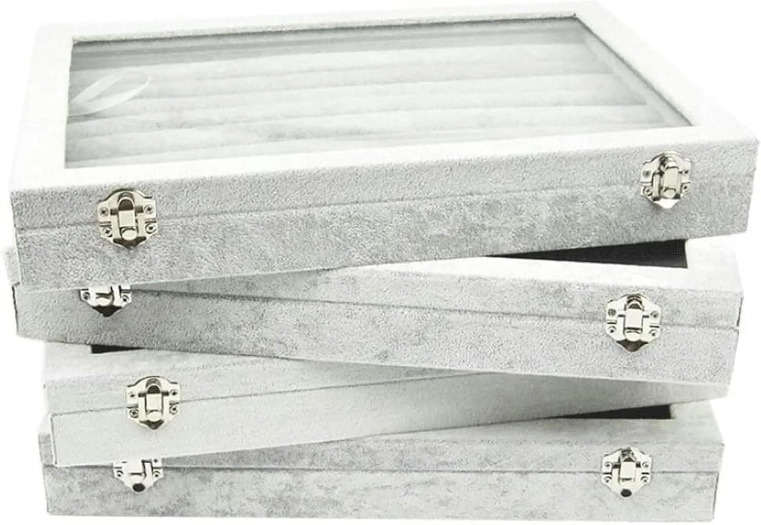 Jewelry Organizer Jewelry Box 10 Different Designs Clear Glass Lid Velvet Jewelry Organizer Box Jewelry Showcase for Watch Earrings Rings. Jewelry Case Jewelry Display Storage-1