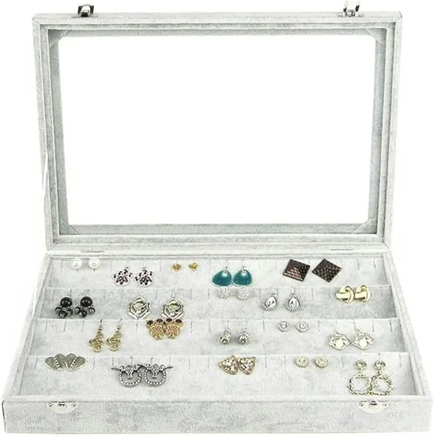 Jewelry Organizer Jewelry Box 10 Different Designs Clear Glass Lid Velvet Jewelry Organizer Box Jewelry Showcase for Watch Earrings Rings. Jewelry Case Jewelry Display Storage-1