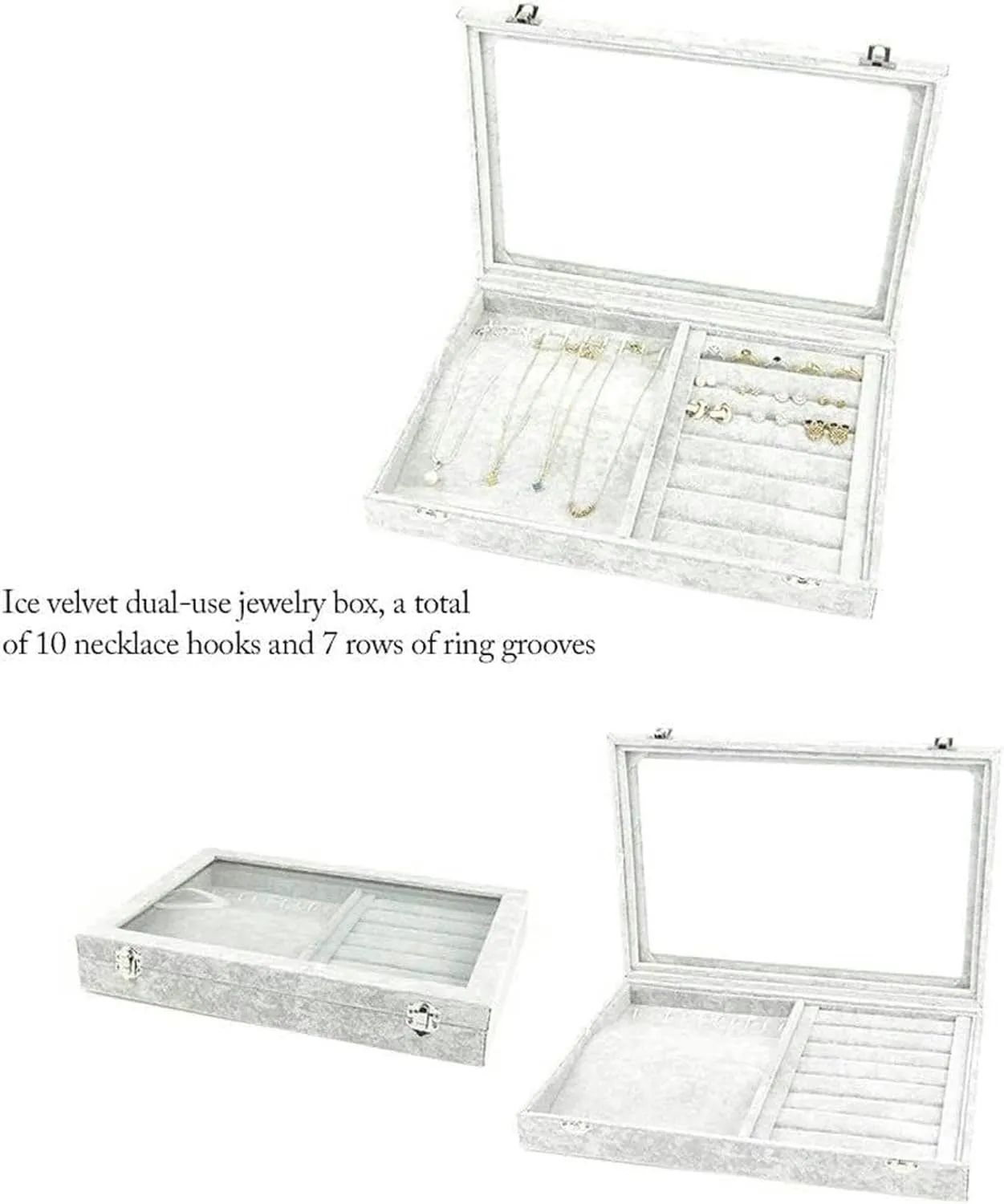 Jewelry Organizer Jewelry Box 10 Different Designs Clear Glass Lid Velvet Jewelry Organizer Box Jewelry Showcase for Watch Earrings Rings. Jewelry Case Jewelry Display Storage-1