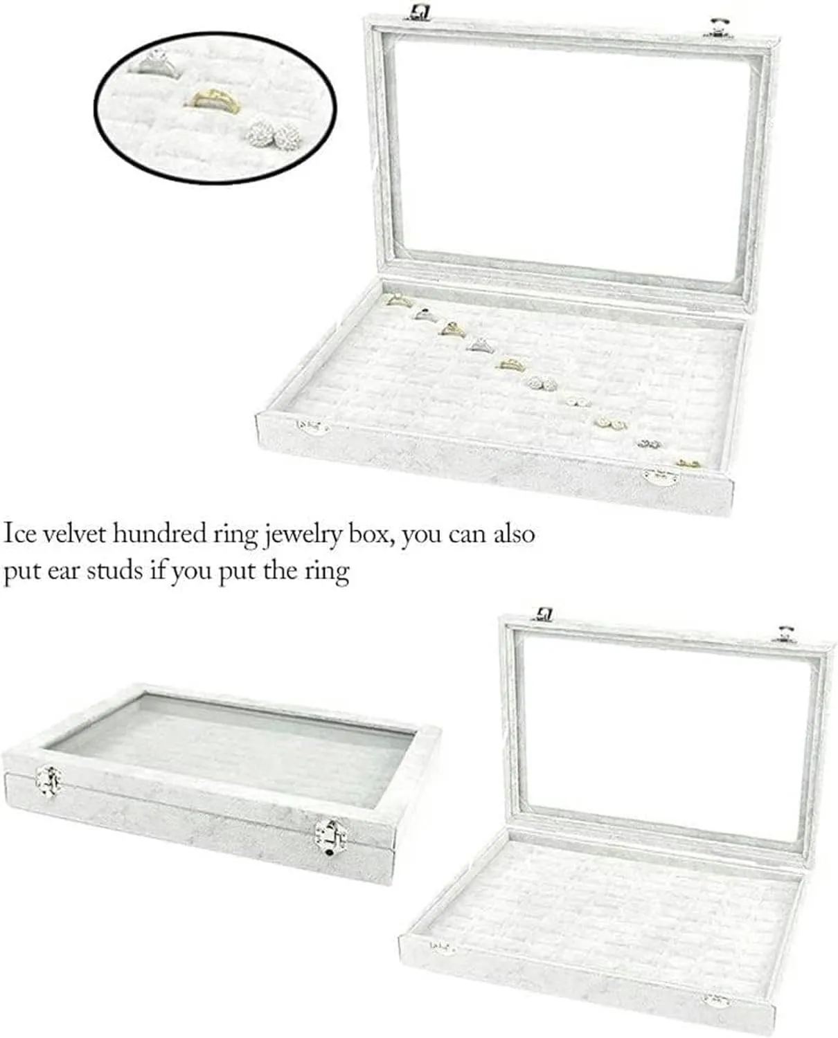 Jewelry Organizer Jewelry Box 10 Different Designs Clear Glass Lid Velvet Jewelry Organizer Box Jewelry Showcase for Watch Earrings Rings. Jewelry Case Jewelry Display Storage-1