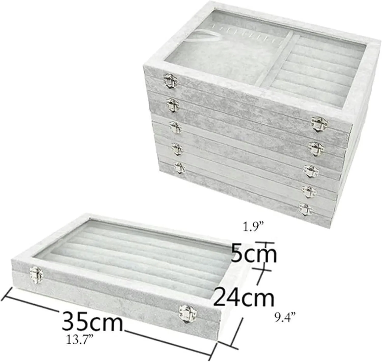 Jewelry Organizer Jewelry Box 10 Different Designs Clear Glass Lid Velvet Jewelry Organizer Box Jewelry Showcase for Watch Earrings Rings. Jewelry Case Jewelry Display Storage-1