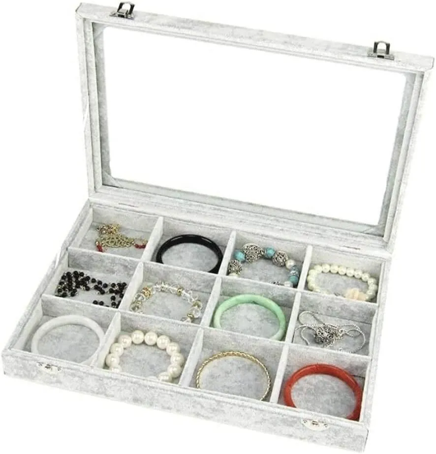 Jewelry Organizer Jewelry Box 10 Different Designs Clear Glass Lid Velvet Jewelry Organizer Box Jewelry Showcase For Watch Earrings Rings. Jewelry Case Jewelry Display Storage