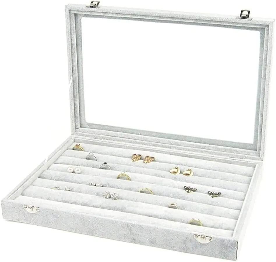 Jewelry Organizer Jewelry Box 10 Different Designs Clear Glass Lid Velvet Jewelry Organizer Box Jewelry Showcase For Watch Earrings Rings. Jewelry Case Jewelry Display Storage