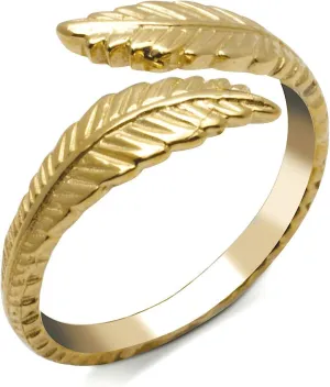 JewelryWeb - Solid 10K Gold Textured Feather Bypass Toe Ring - 8mm x 15mm - Toe Ring for Woman - Summer Jewelry