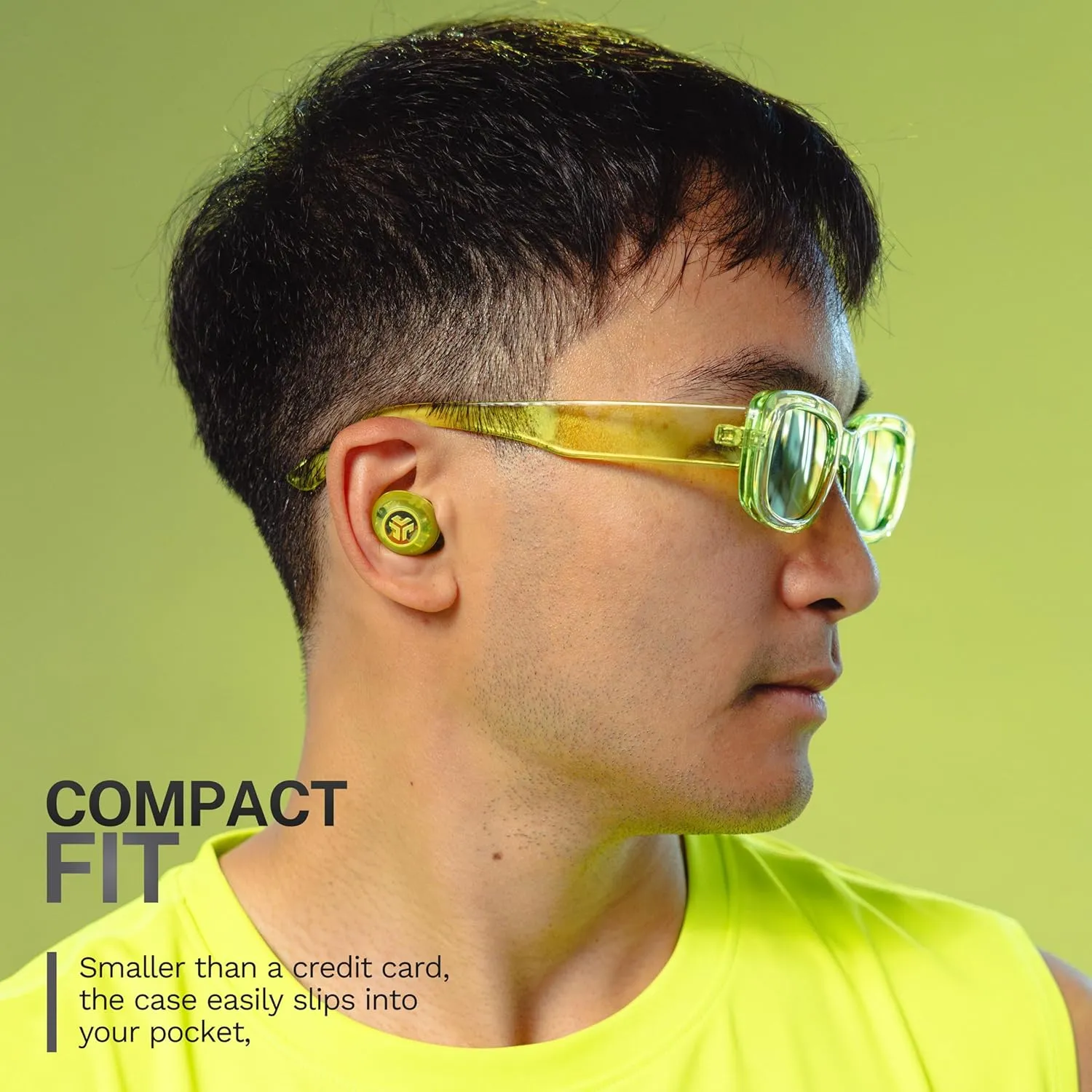 JLab Go Pop ANC True Wireless Earbuds & Charging Case, Transparent Neon Green, Active Noise Cancelling, 10mm Drivers, Dual Connect, Customize Your Sound with App, Be Aware Mode, Google Fast Pair