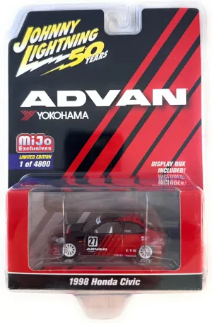Johnny Lightning 50 Years 1998 Honda Civic Advan 1:64 Scale Red Die-Cast Model Car Limited Edition